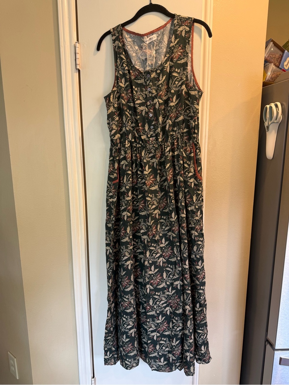 Natural Life Floral Boho Maxi Dress Large NWT Sleeveless Button Front Pockets Co - Picture 5 of 10